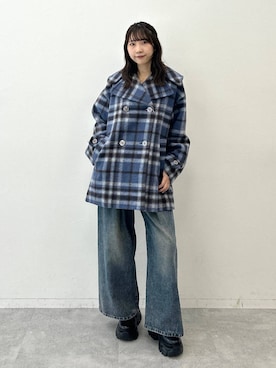 「アイテム（チェスターコート）」を使った、Risakoさん（レディース・164cm）の秋コーディネート