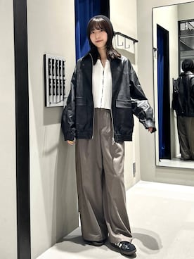 「アイテム（帽子、グレー系）」を使った、Risakoさん（レディース・164cm）の秋コーディネート