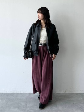 「アイテム（ブルゾン）」を使った、Risakoさん（レディース・164cm）の夏コーディネート