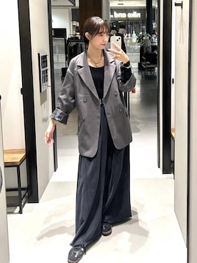 「PAGEBOY（ページボーイ）のサイドタックルーズウラケパンツ/イージーパンツ【4color・2size】（スウェットパンツ）」を使った、Risakoさん（レディース・164cm）の秋コーディネート