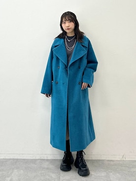 「アイテム（チェスターコート）」を使った、Risakoさん（レディース・164cm）の秋コーディネート