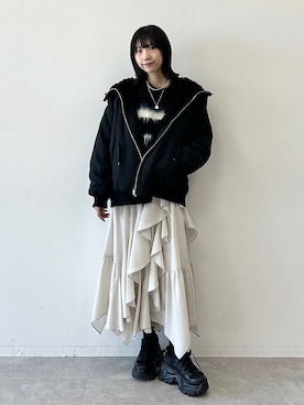 「PAGEBOY（ページボーイ）のアイテム（ジャケット/アウター）」を使った、Risakoさん（レディース・165cm）の冬コーディネート