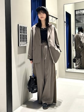 「PAGEBOY（ページボーイ）の【セットアップ対応】チェックMIXジャケット 《2サイズ展開》（テーラードジャケット）」を使った、Risakoさん（レディース・164cm）の秋コーディネート