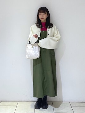 「PBLIM（ページボーイリム）のアイテム（ブーツ）」を使った、Risakoさん（レディース・164cm）の冬コーディネート