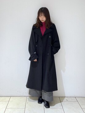 「PAGEBOY（ページボーイ）のアイテム（チェスターコート）」を使った、Risakoさん（レディース・164cm）の冬コーディネート