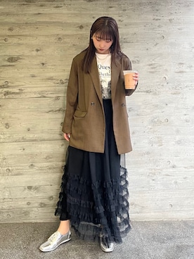 「綺麗めコーデ」｜「アイテム（その他アウター）」を使った、Risakoさん（レディース・164cm）の冬コーディネート