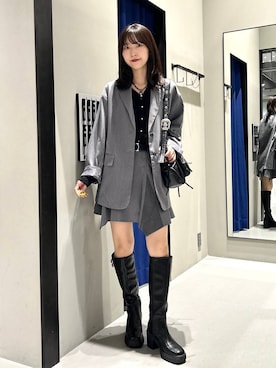 「PAGEBOY（ページボーイ）の【セットアップ対応】チェックMIXジャケット 《2サイズ展開》（テーラードジャケット）」を使った、Risakoさん（レディース・164cm）の秋コーディネート