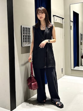 「PAGEBOY（ページボーイ）のサイドタックルーズウラケパンツ/イージーパンツ【4color・2size】（スウェットパンツ）」を使った、Risakoさん（レディース・164cm）の夏コーディネート