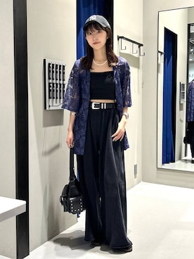 「PAGEBOY（ページボーイ）のサイドタックルーズウラケパンツ/イージーパンツ【4color・2size】（スウェットパンツ）」を使った、Risakoさん（レディース・164cm）の夏コーディネート