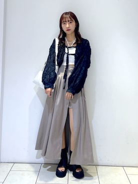 「ラップスカート」｜「アイテム（キャミソール）」を使った、Risakoさん（レディース・164cm）の秋コーディネート