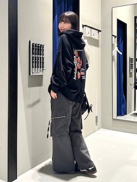 「アイテム（カーゴパンツ）」を使った、Risakoさん（レディース・164cm・20代）の夏コーディネート