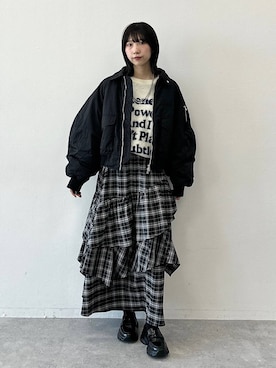 「PBLIM（ページボーイリム）のアイテム（ブルゾン）」を使った、Risakoさん（レディース・165cm）の秋コーディネート