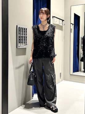 「アイテム（カーゴパンツ）」を使った、Risakoさん（レディース・164cm）の夏コーディネート