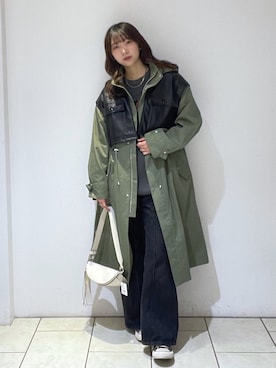 「PAGEBOY（ページボーイ）のアイテム（モッズコート）」を使った、Risakoさん（レディース・164cm）の冬コーディネート
