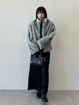 「PAGEBOY（ページボーイ）のサテンナロースカート 【ウエストゴム・ストレスフリー】（スカート）」を使った、Risakoさん（レディース・165cm）の秋コーディネート