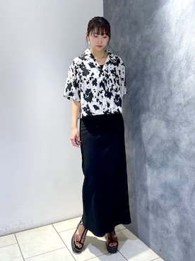 「柄シャツコーデ」｜Risakoさん（レディース・164cm）の春コーディネート