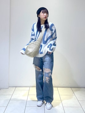 「PAGEBOY（ページボーイ）のニットビーニー（ニットキャップ/ビーニー）」を使った、Risakoさん（レディース・164cm）の秋コーディネート