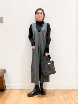 「eness（エネス）のENESS　チェルシーブーツ（ブーツ）」を使った、すぎやまめぐみさん（レディース・163cm）の秋コーディネート