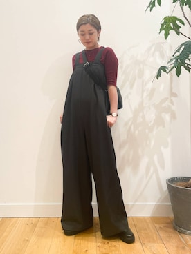 「アイテム（サロペット/オーバーオール、グレー系）」を使った、すぎやまめぐみさん（レディース・163cm）の夏コーディネート