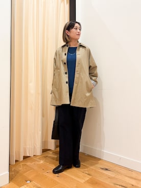 「アイテム（ステンカラーコート）」を使った、すぎやまめぐみさん（レディース・163cm）の秋コーディネート