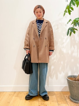 「アイテム（その他アウター、ブラウン系）」を使った、すぎやまめぐみさん（レディース・163cm）の秋コーディネート