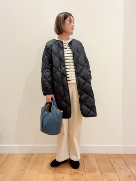 「おでかけコーデ」｜「アイテム（ダウンジャケット/コート）」を使った、すぎやまめぐみさん（レディース・163cm）の冬コーディネート