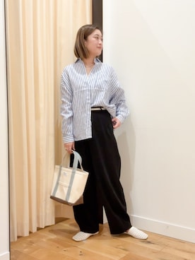 「URBAN RESEARCH DOORS（アーバンリサーチドアーズ）のリネンオーバーシャツ（シャツ/ブラウス、その他）」を使った、すぎやまめぐみさん（レディース・163cm）の春コーディネート