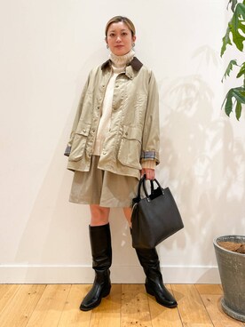 「Barbour（バブアー）の『別注』Barbour　BEDALE（その他アウター）」を使った、すぎやまめぐみさん（レディース・163cm）の秋コーディネート