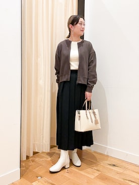 「アイテム（ブーツ）」を使った、すぎやまめぐみさん（レディース・163cm）の秋コーディネート