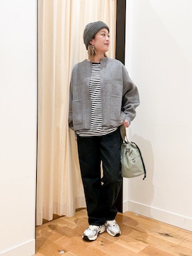 「アイテム（ブルゾン、グレー系）」を使った、すぎやまめぐみさん（レディース・163cm）の秋コーディネート