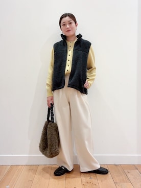 「アイテム（ベスト）」を使った、すぎやまめぐみさん（レディース・163cm）の秋コーディネート