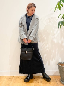 「アイテム（トレンチコート）」を使った、すぎやまめぐみさん（レディース・163cm）の秋コーディネート