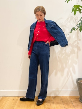 「アイテム（デニムジャケット）」を使った、すぎやまめぐみさん（レディース・163cm）の夏コーディネート