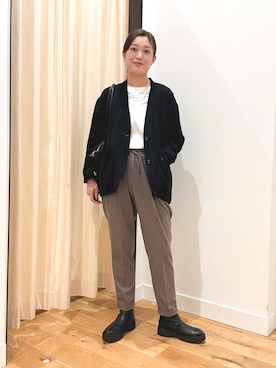 「イチ推しジャケットスタイル」｜「アイテム（トートバッグ）」を使った、すぎやまめぐみさん（レディース・163cm）の秋コーディネート