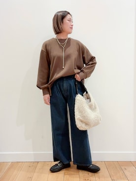 「URBAN RESEARCH DOORS（アーバンリサーチドアーズ）のBACKリングドットプルオーバー（Tシャツ/カットソー）」を使った、すぎやまめぐみさん（レディース・163cm）の秋コーディネート