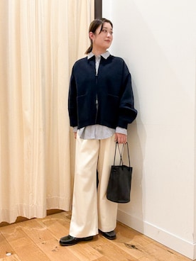 「HARUTA（ハルタ）の『別注』HARUTA×DOORS　キルトローファー（ローファー）」を使った、すぎやまめぐみさん（レディース・163cm）の秋コーディネート