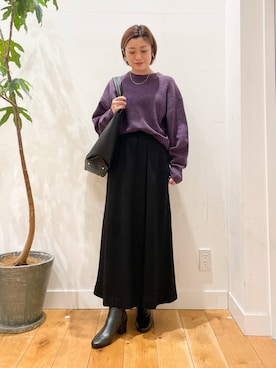 「冬の差し色コーデ」｜すぎやまめぐみさん（レディース・163cm）の冬コーディネート