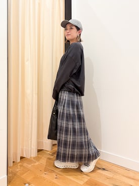 「アイテム（帽子）」を使った、すぎやまめぐみさん（レディース・163cm）の秋コーディネート