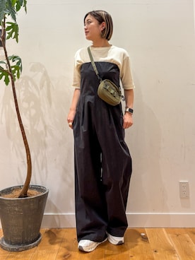 「アイテム（サロペット/オーバーオール）」を使った、すぎやまめぐみさん（レディース・163cm）の夏コーディネート