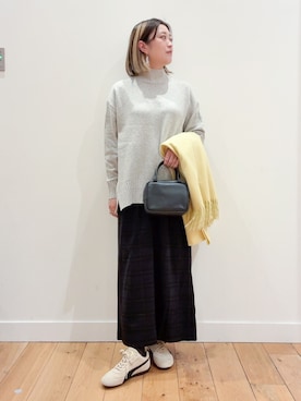 「アイテム（ボストンバッグ）」を使った、すぎやまめぐみさん（レディース・163cm）の秋コーディネート