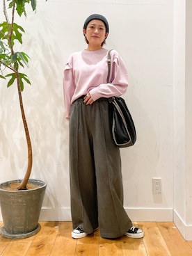 「冬の差し色コーデ」｜すぎやまめぐみさん（レディース・163cm）の冬コーディネート