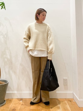 「URBAN RESEARCH DOORS（アーバンリサーチドアーズ）のクッショントート（トートバッグ）」を使った、すぎやまめぐみさん（レディース・163cm）の冬コーディネート