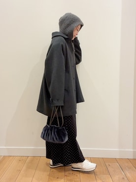 「アイテム（ステンカラーコート）」を使った、すぎやまめぐみさん（レディース・163cm）の冬コーディネート