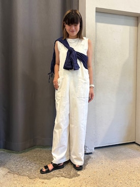 「骨格ナチュラル」｜「アイテム（サロペット/オーバーオール）」を使った、すぎやまめぐみさん（レディース・163cm）の夏コーディネート