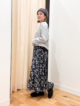 「アイテム（ニットキャップ/ビーニー）」を使った、すぎやまめぐみさん（レディース・163cm）の秋コーディネート