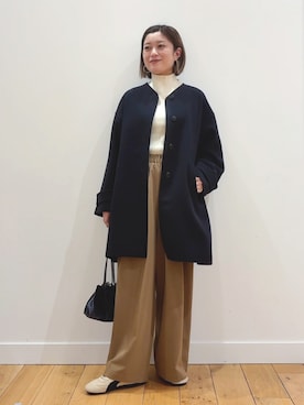 「アイテム（その他アウター、ブルー系）」を使った、すぎやまめぐみさん（レディース・163cm）の冬コーディネート