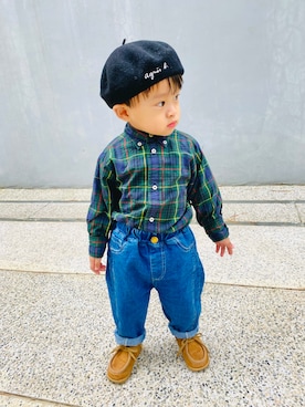 「アイテム（帽子）」を使った、BigMac麥麥さん（キッズ・80cm）の冬コーディネート