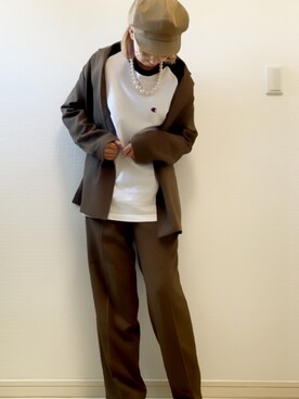 「ブラウンコーデ」｜「アイテム（キャスケット）」を使った、mii♡さん（レディース・160cm）の秋コーディネート