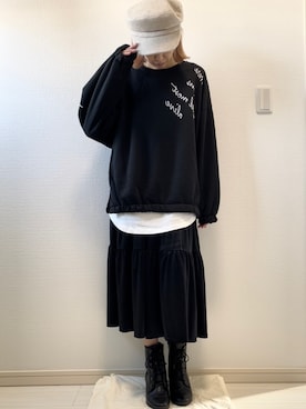 「ティアードスカート」｜「アイテム（キャスケット）」を使った、mii♡さん（レディース・160cm）の秋コーディネート
