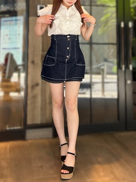 「参戦服」｜「アイテム（パンツ、ブルー系）」を使った、aikoさん（レディース・158cm）の夏コーディネート